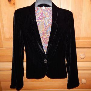Margaret O'Leary Black Velvet Paisley Lined Jacket Size M